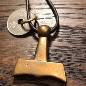 Large Bronze Thor’s Hammer & 25 Ore Danish Coin